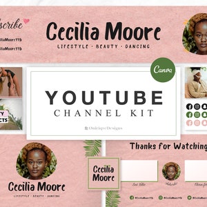 YouTube Channel Kit | YouTube Banner, Intro, 3 Thumbnails, End Screen, Watermark, Icons | YouTube Branding Kit | Editable Canva Templates