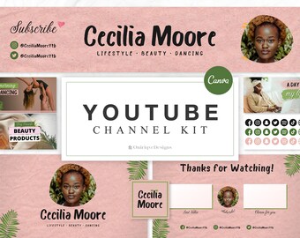 YouTube Channel Kit | YouTube Banner, Intro, 3 Thumbnails, End Screen, Watermark, Icons | YouTube Branding Kit | Editable Canva Templates