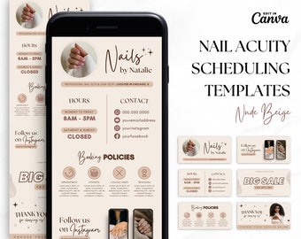 Nail Tech Acuity Scheduling Template • Acuity Website Templates • Nail Acuity Booking Banner • Nail Tech Website • Canva Templates • Beige