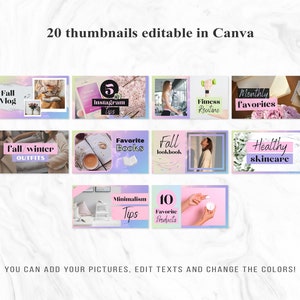 Youtube Thumbnail Kit | 20 Thumbnails Editable in Canva | Youtube ...