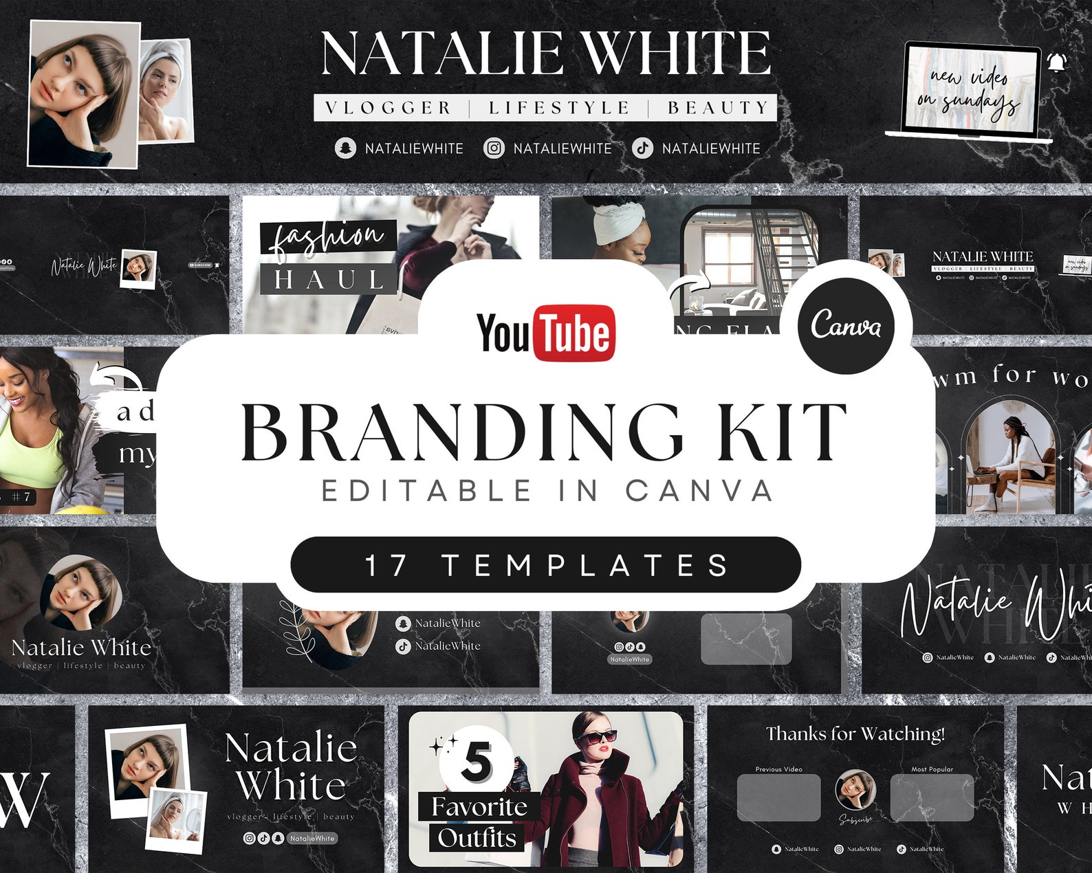 Youtube Branding Kit Editable Banners, Intros, Thumbnails, Outros 17