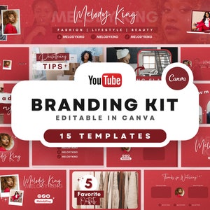 Luscious Red YouTube Channel Kit: 15 Canva Templates (Digital Download)