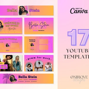 YouTube Brand Kit • YouTube Banner, Intros, Thumbnails, Outros • 17 bearbeitbare Canva-Vorlagen • YouTube Channel Kit • Ästhetische Retrowave