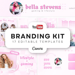 Y2K YouTube Branding Kit • Editable Banners, Intros, Thumbnails, Outros • 17 Editable Canva Templates • YouTube Channel Kit • Y2K Aesthetic