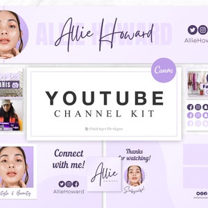 YouTube Branding Kit | Editable Banner, Intro, Outro, 3 Thumbnails, Watermark | Editable Canva Templates