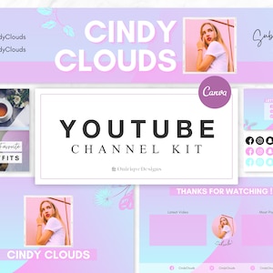 YouTube-kanaalkit | YouTube-banner, intro, 2 miniaturen, eindscherm, outro | YouTube-merkkit, bewerkbare Canva-sjablonen | Neon-esthetisch