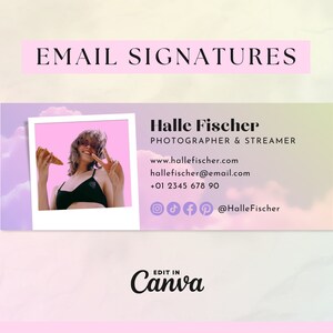 3 Email Signature Templates • Editable Canva Templates • Small Business, Teacher, Aesthetic Email Design, Gmail, Outlook • Pastel Clouds
