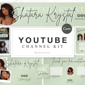YouTube Branding Kit | Channel Banners, Intros, Outros, Thumbnails Templates | Editable Canva Templates | Sage Green