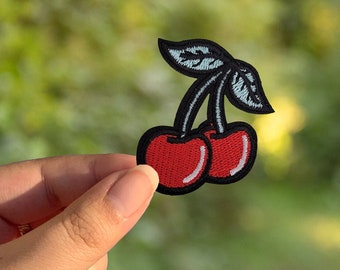 Cherry Cherries Fruit 70's Hippie Rockabilly Biker Children Kid iron on patch #9 Cherry Cherries Fruit 70's Hippie Rockabilly Biker Children Kid iron on patch #9