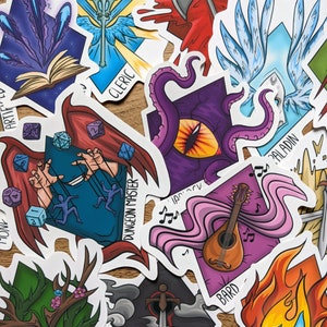 Dungeons and Dragons Class Stickers! Character art, RPG, Archetypes, DnD stickers including Dungeon Master!