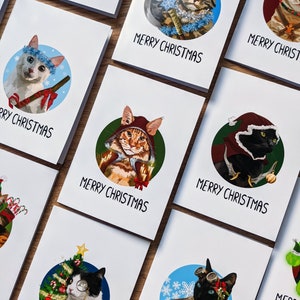 Dungeons and Dragons Christmas Kitty Cards, D&D Class cards with a feline twist! Cat Christmas Cards, RPG, Archetypes, Nerdy Christmas Cards
