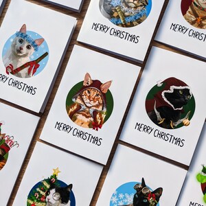 Dungeons and Dragons Christmas Kitty Cards, D&D Class cards with a feline twist! Cat Christmas Cards, RPG, Archetypes, Nerdy Christmas Cards