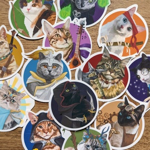 Dungeons and Dragons Kitty Party! D&D Class stickers with a feline twist! DM Included! Character art, RPG, Archetypes, DnD stickers