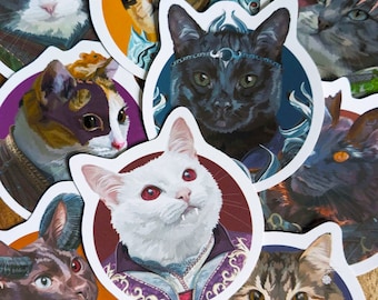 BG3 inspired Kitty Party! Baldurs Gate inspired stickers with a feline twist! Character art, RPG, Archetypes, DnD stickers