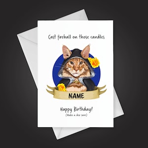 DnD Sorcerer Birthday card, Personalised! D&D Class cards with a feline/ canine twist! RPG, Archetypes, Nerdy Cards