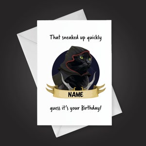 DnD Rogue Birthday card, Personalised! D&D Class cards with a feline/ canine twist! RPG, Archetypes, Nerdy Cards