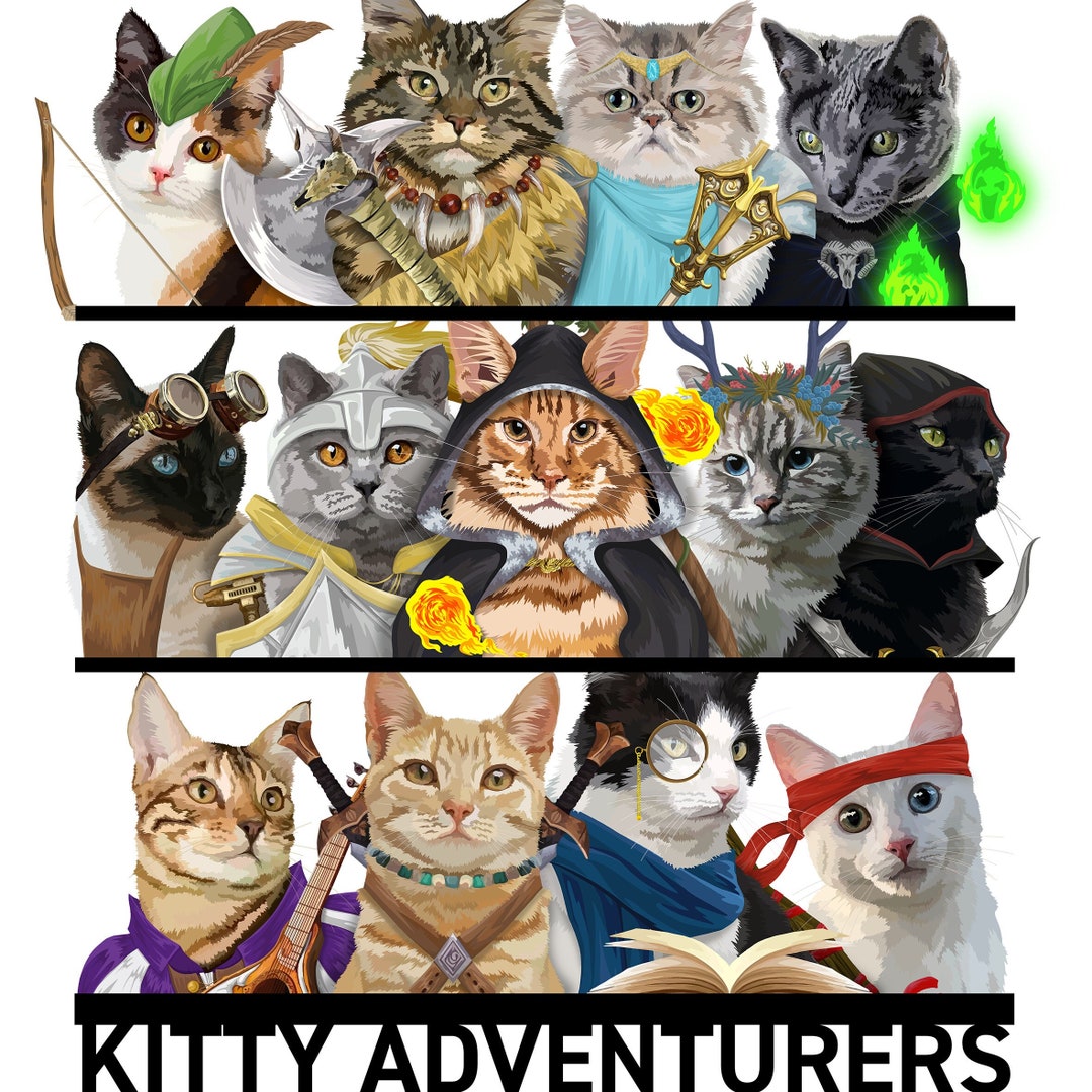 D&D Kitty Adventuring Parties! Dungeons and Dragons Class Inspired ...