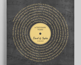 1st 2nd 3rd Wedding Anniversary Gifts: Vinyl Record with Song Lyrics - Traditional, Meaningful, Sentimental, Romantic, Keepsake, Wonderful