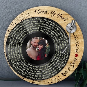 Cute Valentines Gift for Him, Custom Vinyl Record Song Lyrics Gift for Her, Wedding Anniversary Present, Music Lover Gift, Home Decor #T4