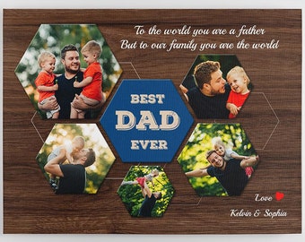 Father Day Gift From Son, Personalize Gift For Dad, Dad Gift From Daughter, Father Day Gift From Kid Father Day Picture Frame Dad stepped up
