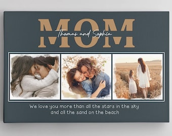 Personalized Mothers Day Gift from Daughter Son for Mom Grandma Custom Family Canvas Home Mommy Me Wall Art Custom Photo Collage Name Text