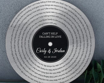 Personalized Song Lyrics Round Sign, 5th Anniversary Gift for Husband, Custom Wedding Song Wood Gift with Photos