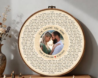 Cadeau d'anniversaire de mariage en coton - Art mural paroles de chansons, 2e anniversaire de mariage, cadeaux en coton pour mari, cadeau d'anniversaire personnalisé