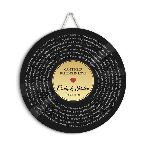 Personalized Song Lyrics Round Sign – Where Music Becomes Memory, Song Lyrics Wooden Anniversary Plaque, Wedding Gift For Him, Husband, Men