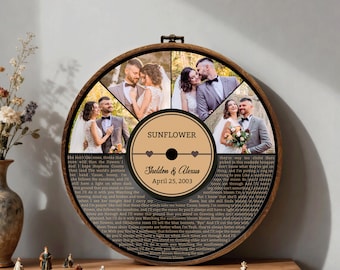 Personalized Song Lyrics Vinyl Record Wall Art: Anniversary Keepsake - First 1st Wedding Gifts, Traditional, Meaningful, Romantic, Wonderful