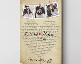 Custom Wedding Song Lyrics Canvas with Photo, Romantic First Dance Anniversary Gift for Husband