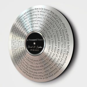 20th Anniversary Gift for Him, Unique Platinum Sound Wave Art Keepsake #T3 image 9