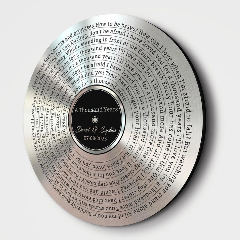 20th Anniversary Gift for Him, Unique Platinum Sound Wave Art Keepsake #T3 image 9