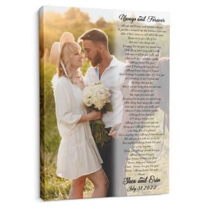 Wedding Song Lyric Framed Canvas, Anniversary Gift for Him, Custom Song Lyrics Wall Art, Anniversary Gift for Wife, Personalized gift #P7