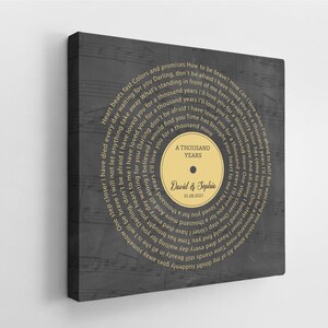 Personalized Song Lyrics Canvas, Custom Quote Wall Art, Romantic Anniversary or Valentine’s Day Gift for Husband, Wife and Couple image 2
