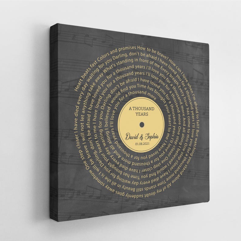 Personalized Song Lyrics Canvas, Custom Quote Wall Art, Romantic Anniversary or Valentine’s Day Gift for Husband, Wife and Couple image 2