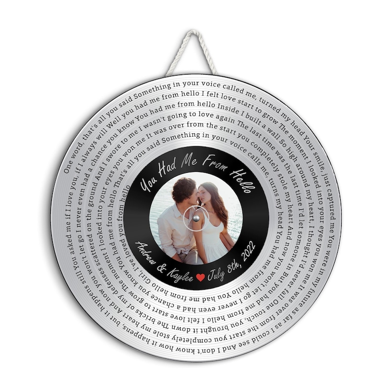 20th Anniversary Gift for Him, Unique Platinum Sound Wave Art Keepsake #T3 image 1