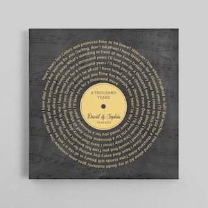 Personalized Song Lyrics Canvas, Custom Quote Wall Art, Romantic Anniversary or Valentine’s Day Gift for Husband, Wife and Couple No Photo