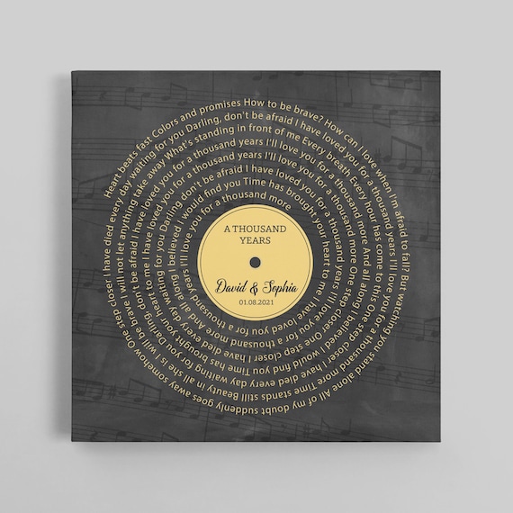 Personalized Song Lyrics Canvas, Custom Quote Wall Art, Romantic Anniversary or Valentine’s Day Gift for Husband, Wife and Couple