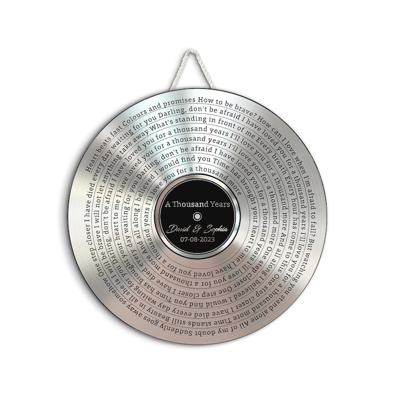 20th Anniversary Gift for Him, Unique Platinum Sound Wave Art Keepsake #T3 image 8