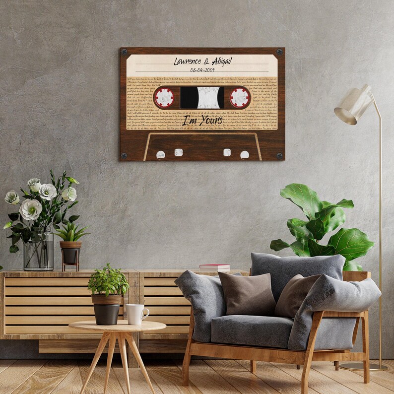 Custom 5th Anniversary for Him: Sound Wave Art, Wood Anniversary Voice Recording Gift, Personalized Anniversary Canvas, Happy Valentines Day image 7