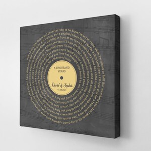 Personalized Song Lyrics Canvas, Custom Quote Wall Art, Romantic Anniversary or Valentine’s Day Gift for Husband, Wife and Couple image 3