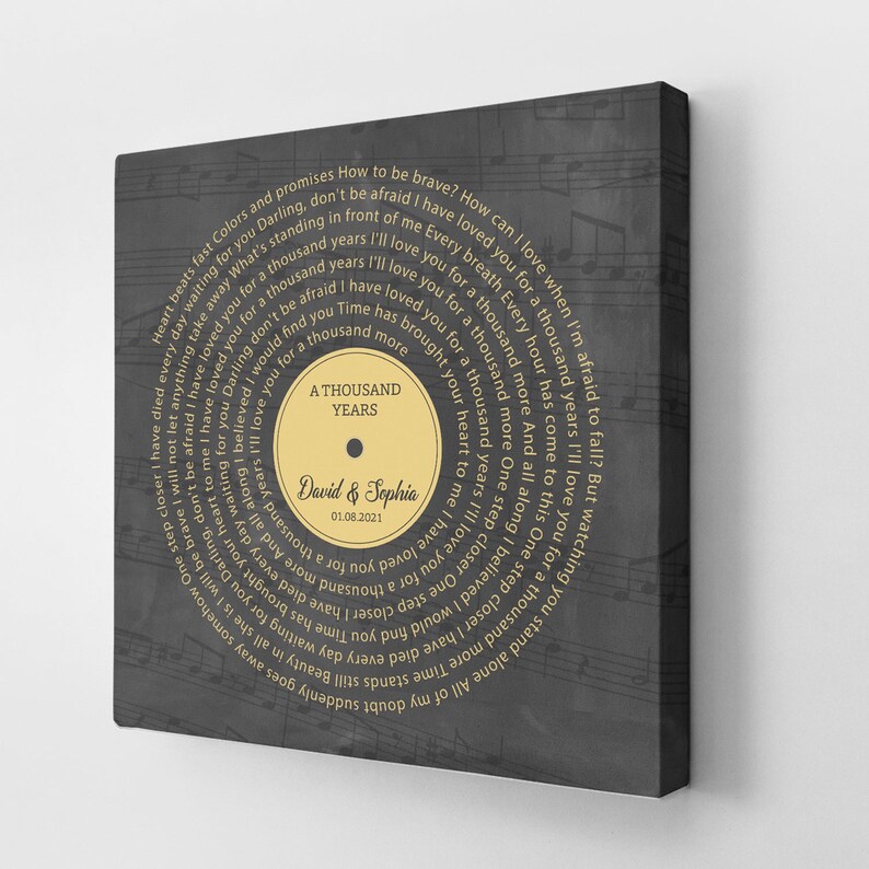 Personalized Song Lyrics Canvas, Custom Quote Wall Art, Romantic Anniversary or Valentine’s Day Gift for Husband, Wife and Couple image 3