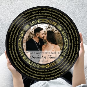 Personalized Song Lyrics Vinyl Record Wall Art: Custom Song Lyrics Photo Sign, Anniversary Wedding Gift