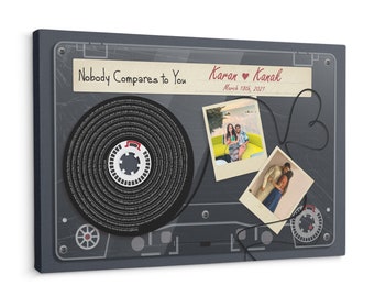 Personalized Song Lyrics Cassette Tape Canvas: Wedding Song, Couple Anniversary Gift, First Dance Wall Art