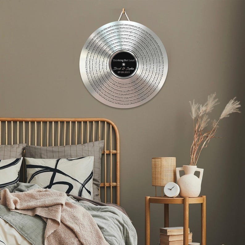 20th Anniversary Gift for Him, Unique Platinum Sound Wave Art Keepsake #T3 image 14