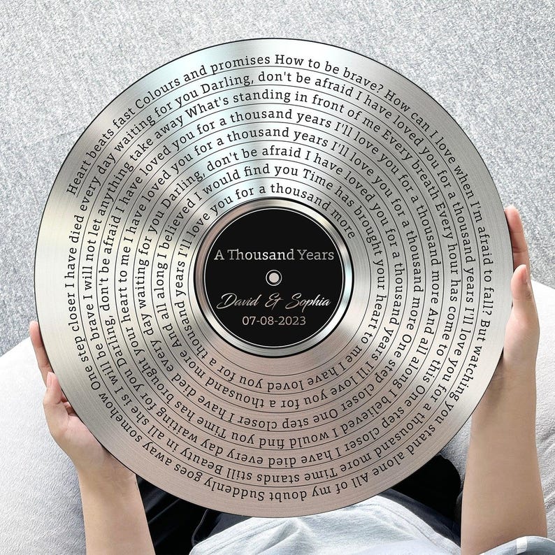 20th Anniversary Gift for Him, Unique Platinum Sound Wave Art Keepsake #T3 Without Photo