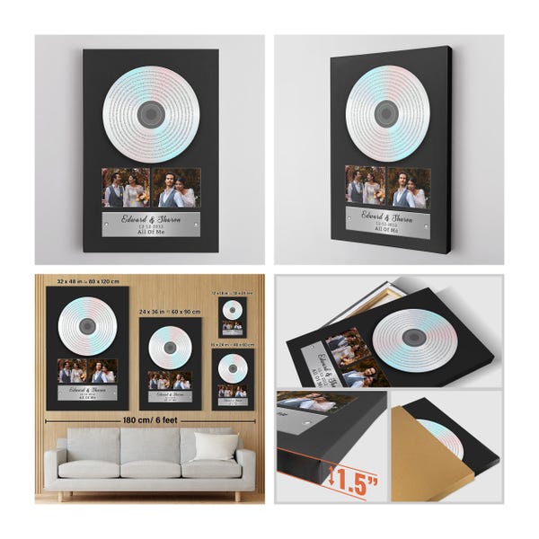 Personalized Music Lyrics Song Prints, Customized Name Date Anniversary Wall Art Decoration for Him Her Couple, Wedding Song Gift. #P2