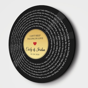 Personalised Vinyl Lyrics Wood, Vinyl Record Print, Anniversary Gift, Typography Print, Music Art, Wedding Gift, Song Lyrics Lover #T8