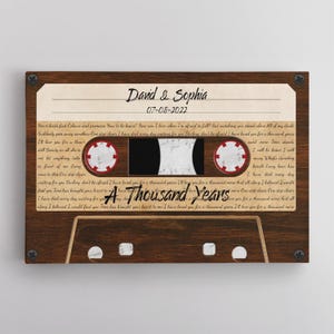 Custom 5th Anniversary for Him: Sound Wave Art, Wood Anniversary Voice Recording Gift, Personalized Anniversary Canvas, Happy Valentines Day Brown