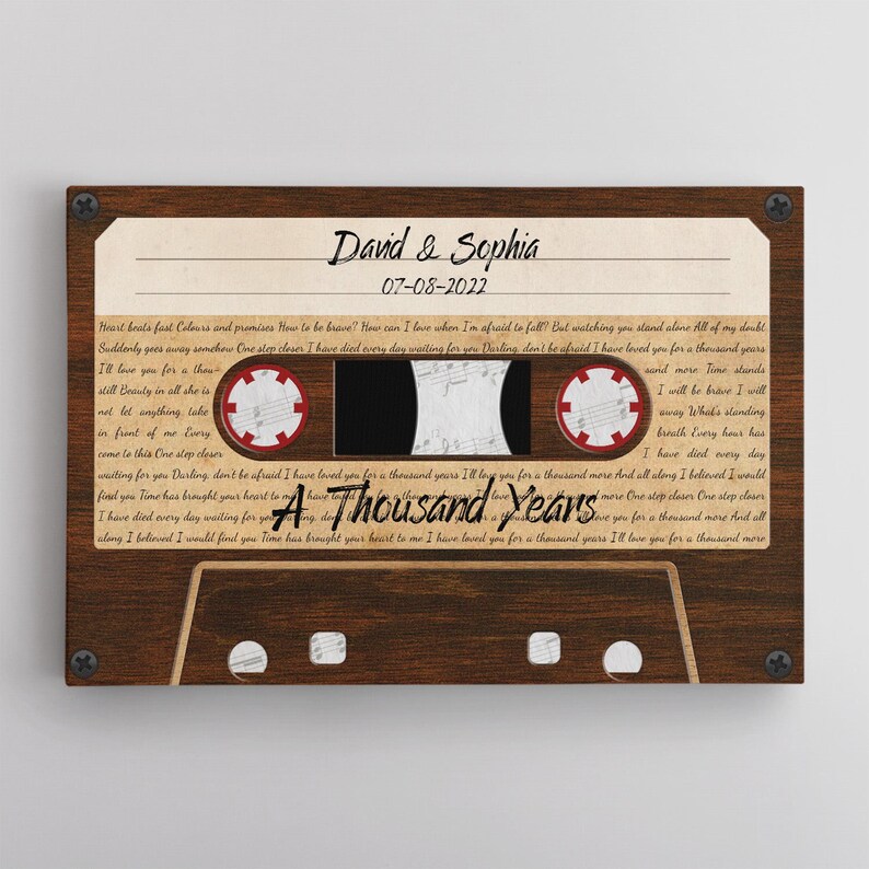 Custom 5th Anniversary for Him: Sound Wave Art, Wood Anniversary Voice Recording Gift, Personalized Anniversary Canvas, Happy Valentines Day Brown